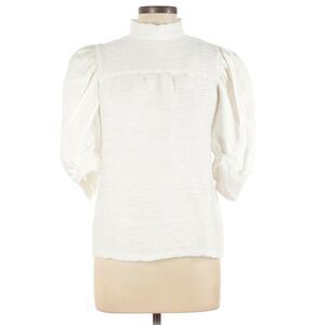 SANDRO Paris Janyce puff sleeve cloqué blouse top blouse in ecru Size 3 L NEW